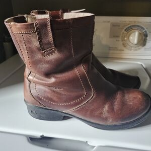 Keen Dark Brown Leather Moto Boots